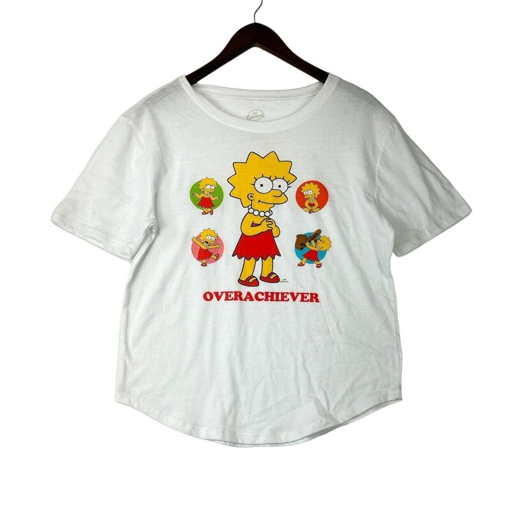 The‎ Simpsons T-shirt Size Medium LISA Overachiever Short Sleeve White Cotton